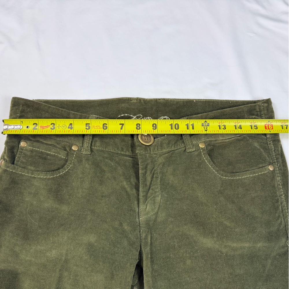 Level 99 Dark Army Green Velvet Wide Leg Flare Pants Size 29 - Picture 5 of 7